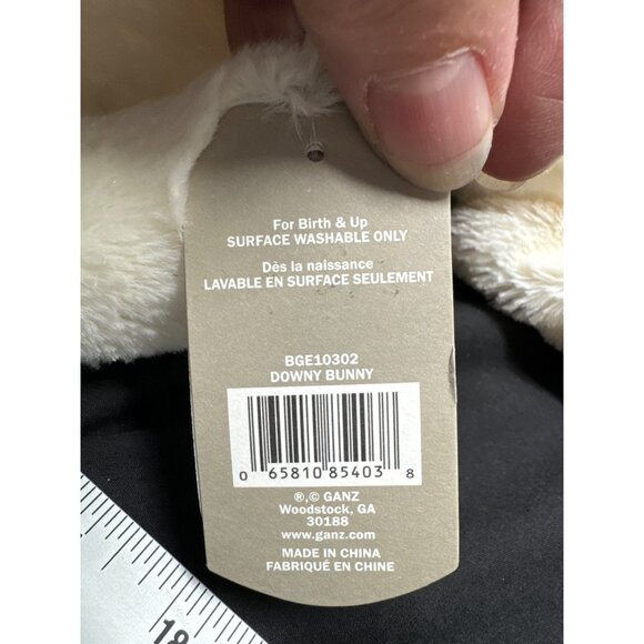 Baby Ganz White Soft Bunny Pellet Bottom Weighted 10" - Picture 9 of 9